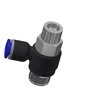 Screwdrive speed control elbow fitting nickel plated brass /PBT meter in flow control G1/4"x8mm